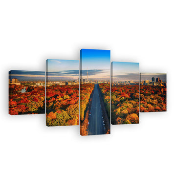 Autumn Road in Berlin Canvas Wall Art