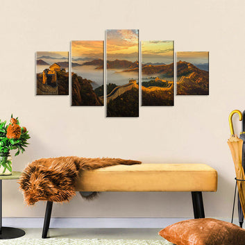 Great Wall in Sunset Canvas Wall Art