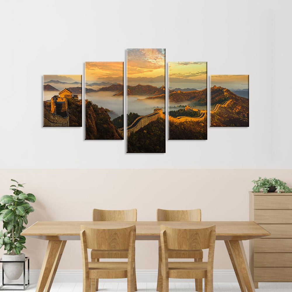 Great Wall in Sunset Canvas Wall Art