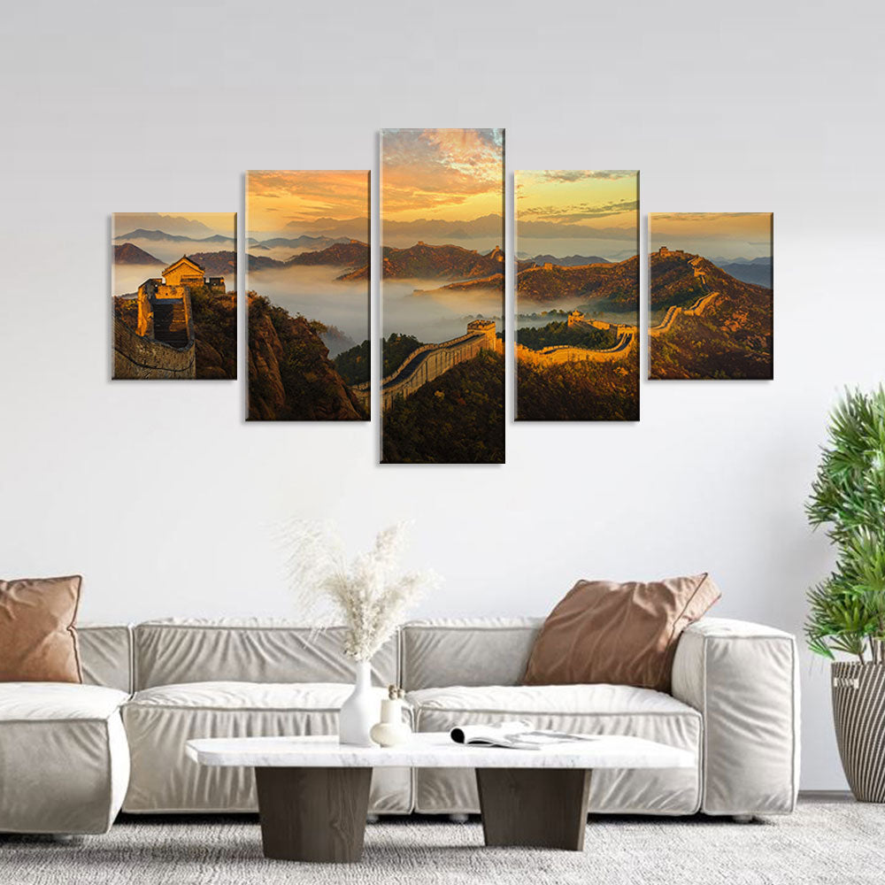 Great Wall in Sunset Canvas Wall Art