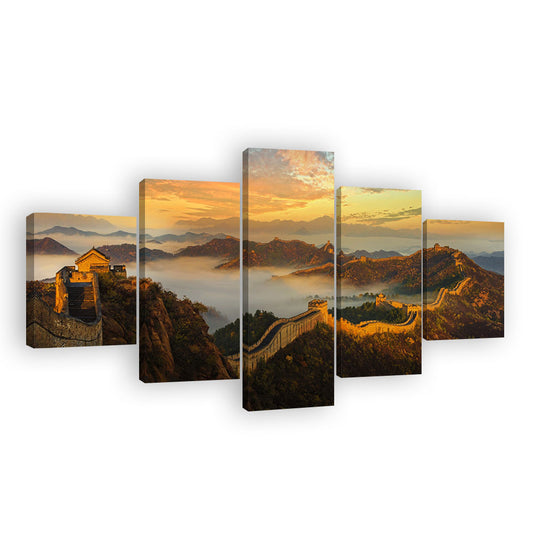 Great Wall in Sunset Canvas Wall Art