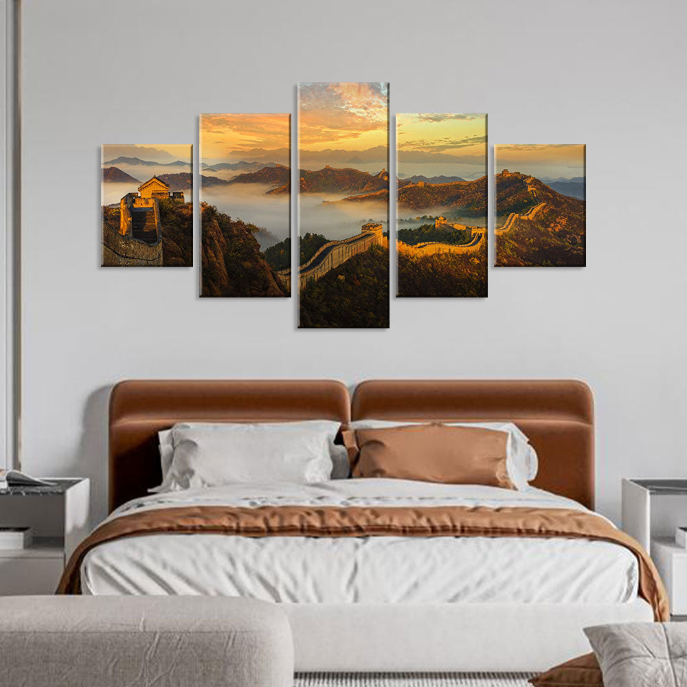 Great Wall in Sunset Canvas Wall Art