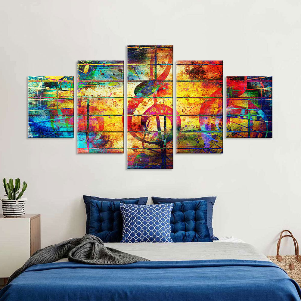 Abstract Colorful Musical Notes Canvas Wall Art