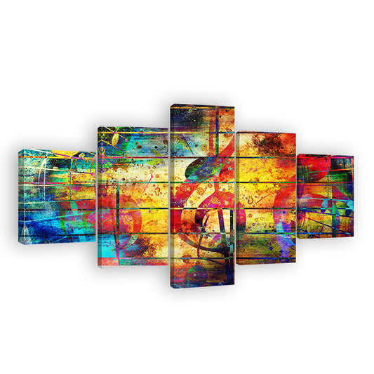 Abstract Colorful Musical Notes Canvas Wall Art