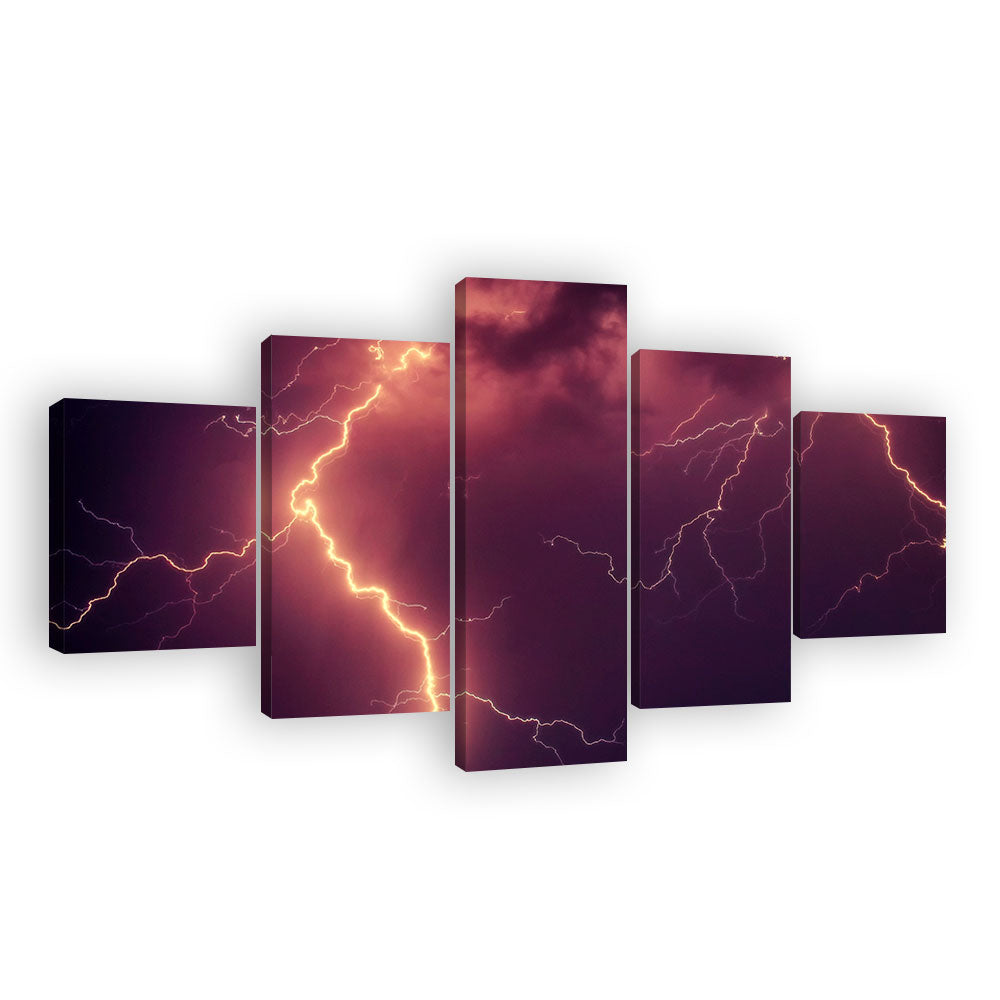 Red Lightning Bolts Canvas Wall Art