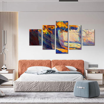 Abstract Morning in the Autumn Forest Canvas Wall Art