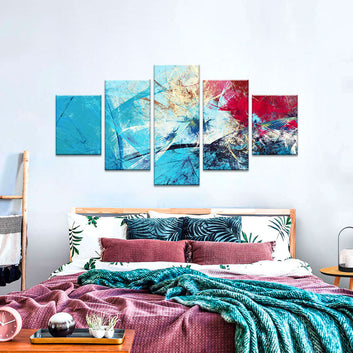 Abstract Red & Blue Canvas Wall Art