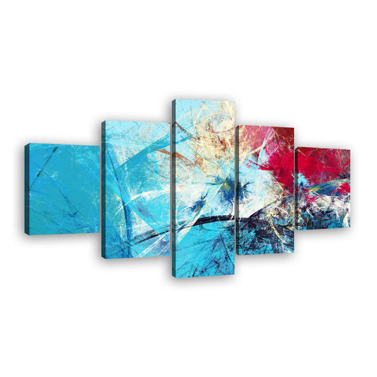 Abstract Red & Blue Canvas Wall Art