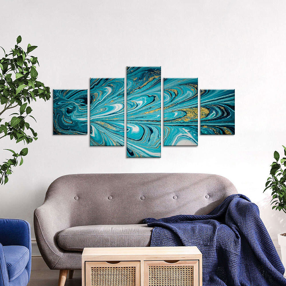 Abstract Teal and Turquoise canvas wall art.