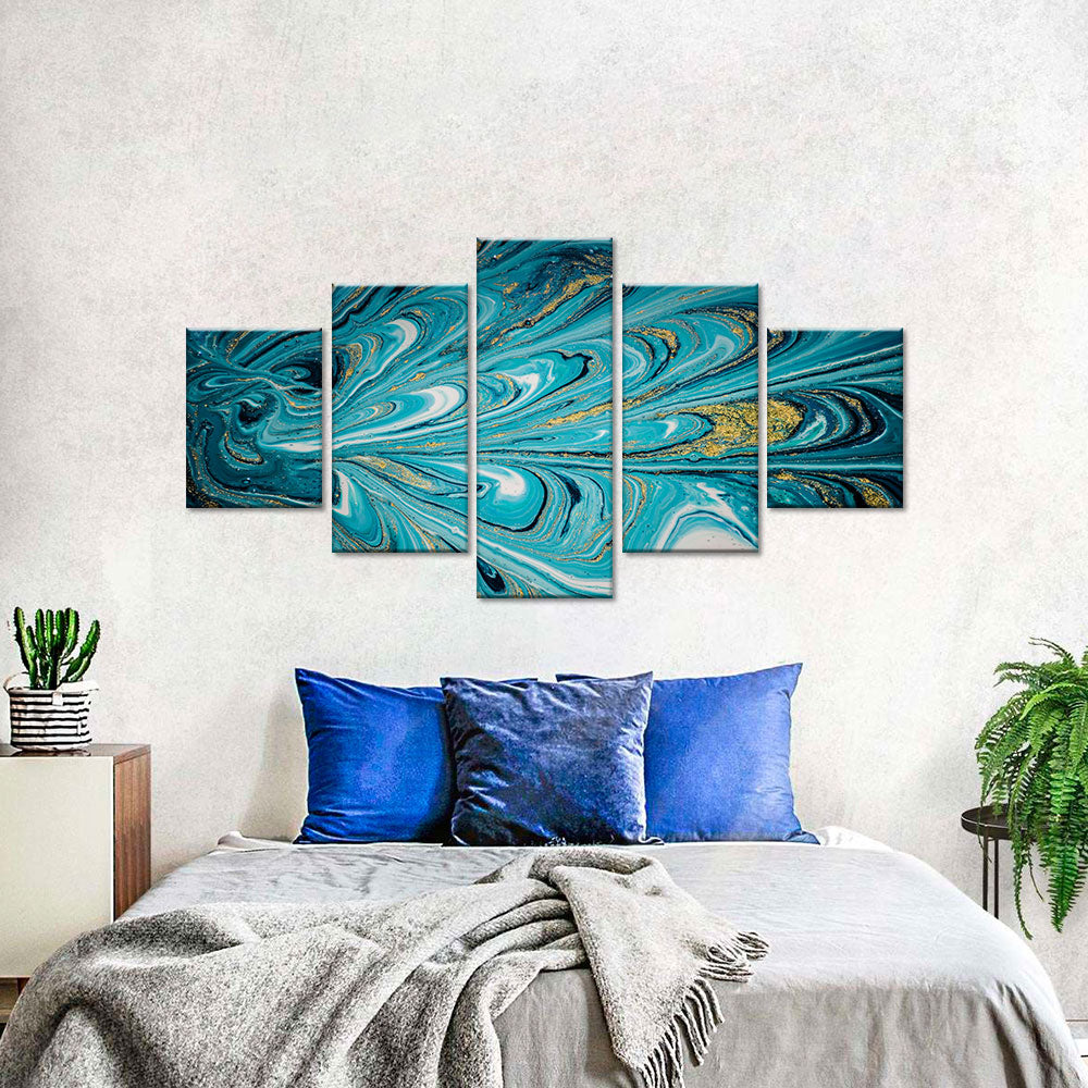 Abstract Teal and Turquoise canvas wall art.