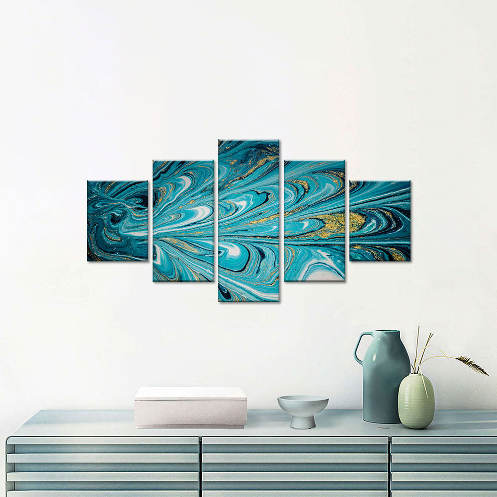 Abstract Teal and Turquoise canvas wall art.