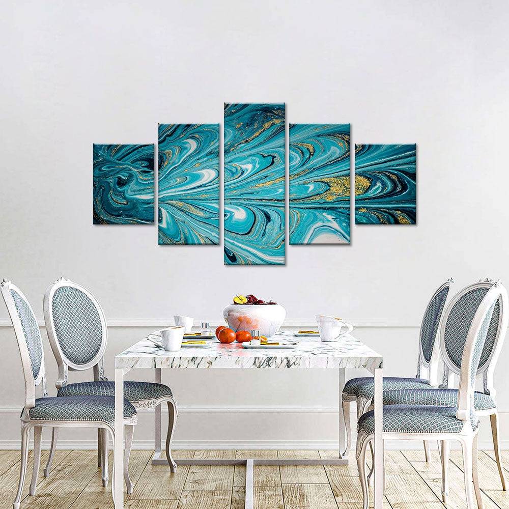 Abstract Teal and Turquoise canvas wall art.