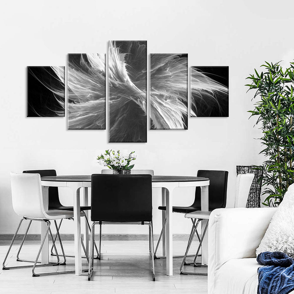 Black and White Fractal Splash Canvas Wall Art