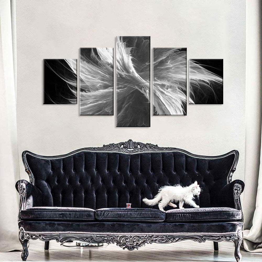 Black and White Fractal Splash Canvas Wall Art