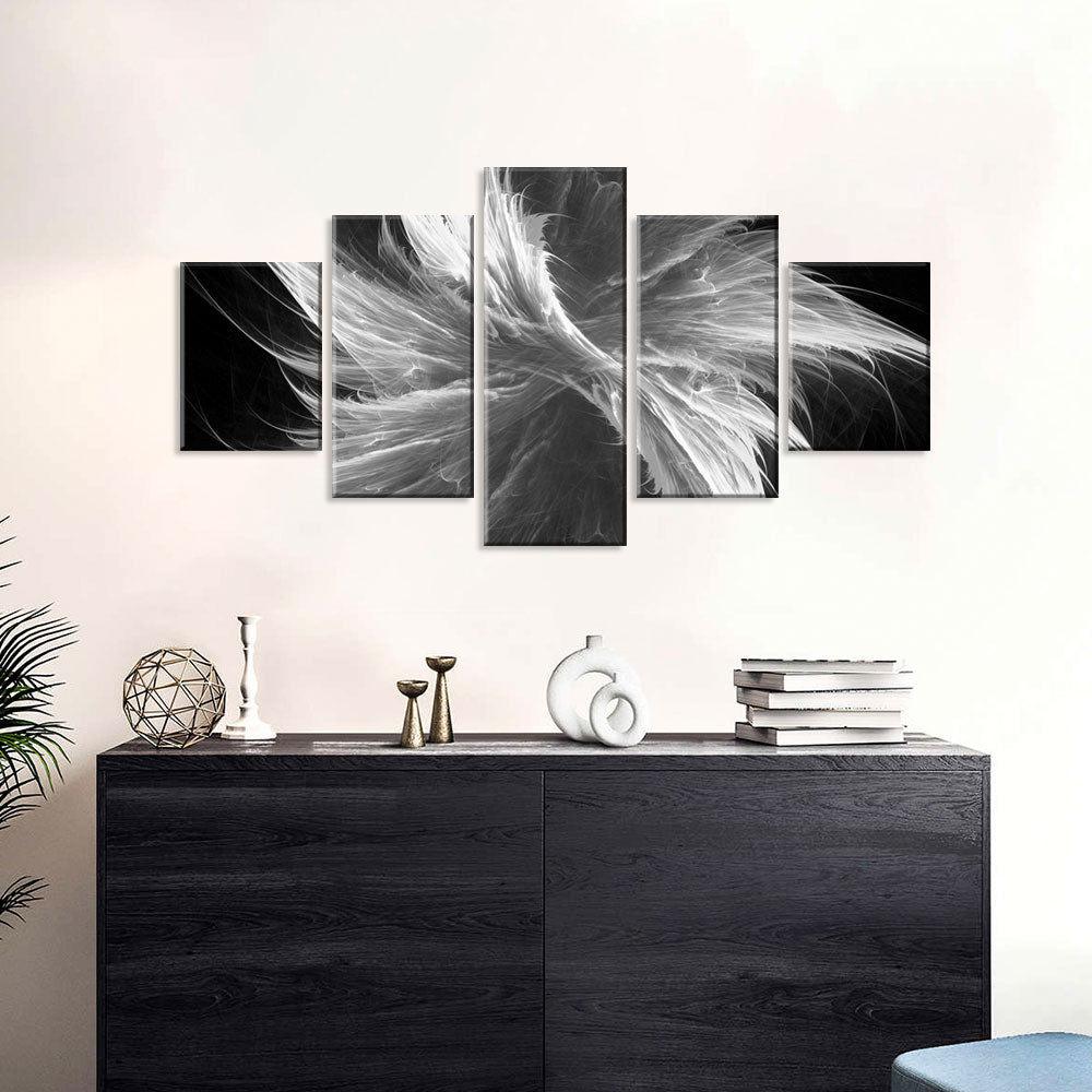 Black and White Fractal Splash Canvas Wall Art