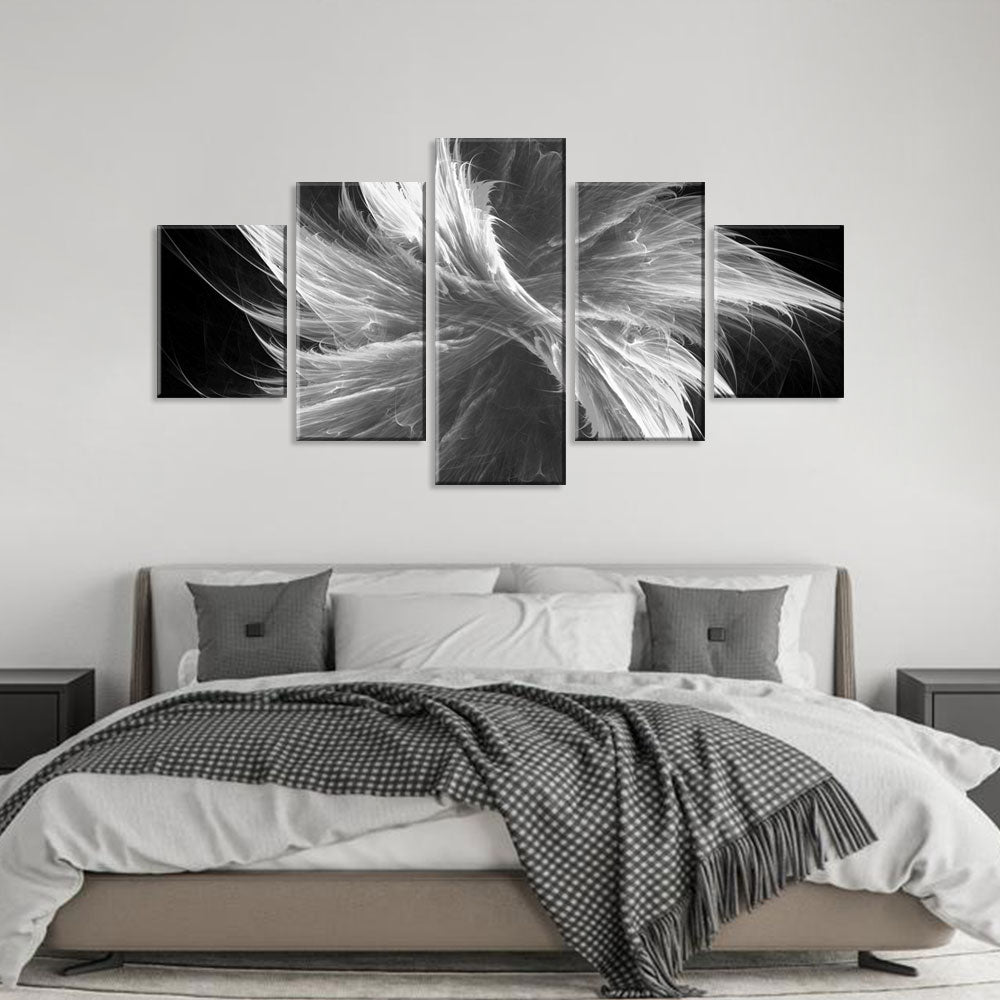 Black and White Fractal Splash Canvas Wall Art