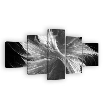 Black and White Fractal Splash Canvas Wall Art