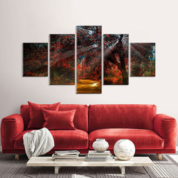 Sunlight Through Autumn Trees Canvas Wall Art