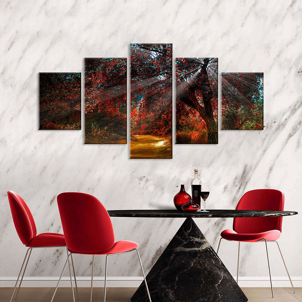 Sunlight Through Autumn Trees Canvas Wall Art