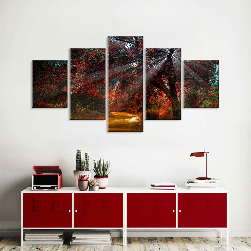 Sunlight Through Autumn Trees Canvas Wall Art