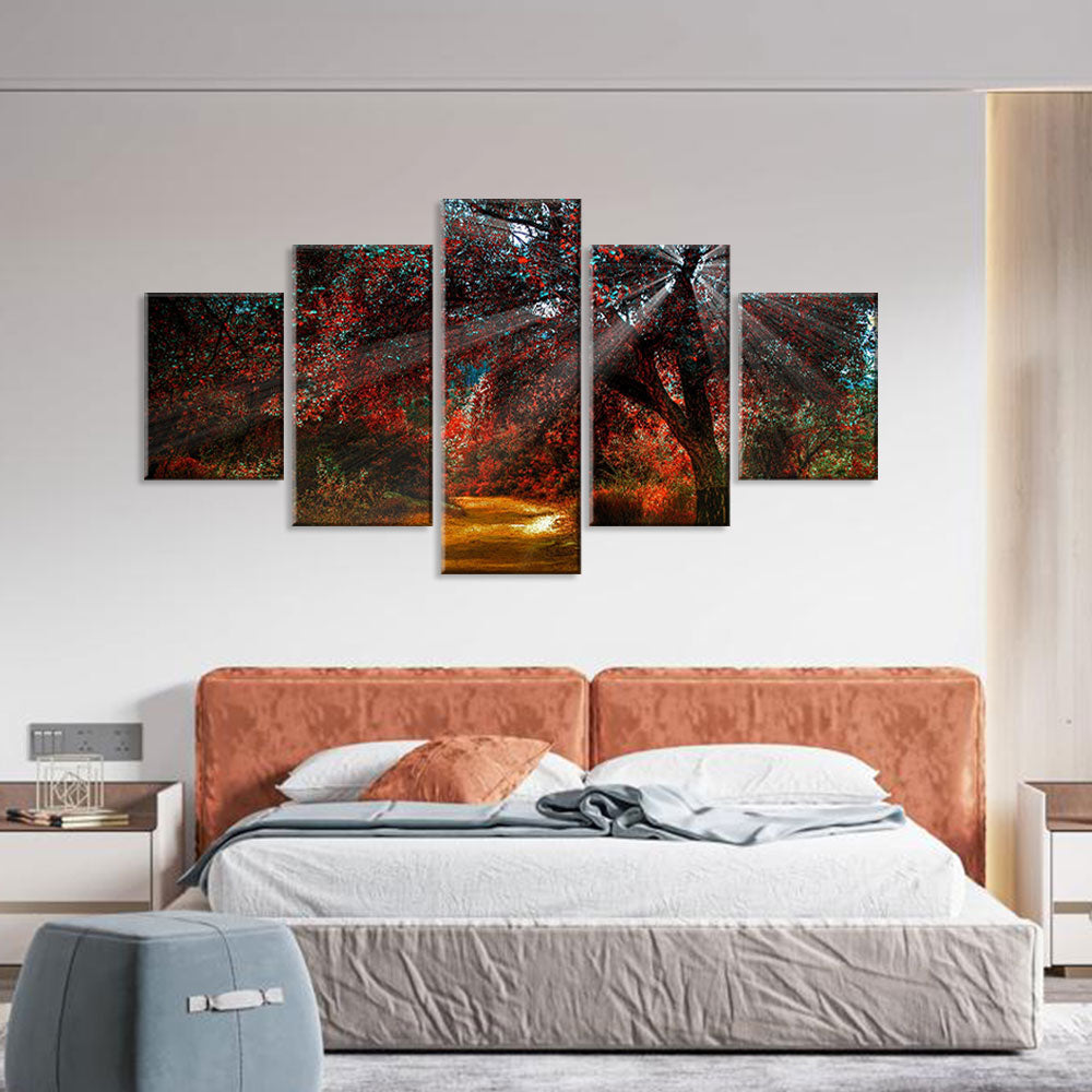 Sunlight Through Autumn Trees Canvas Wall Art