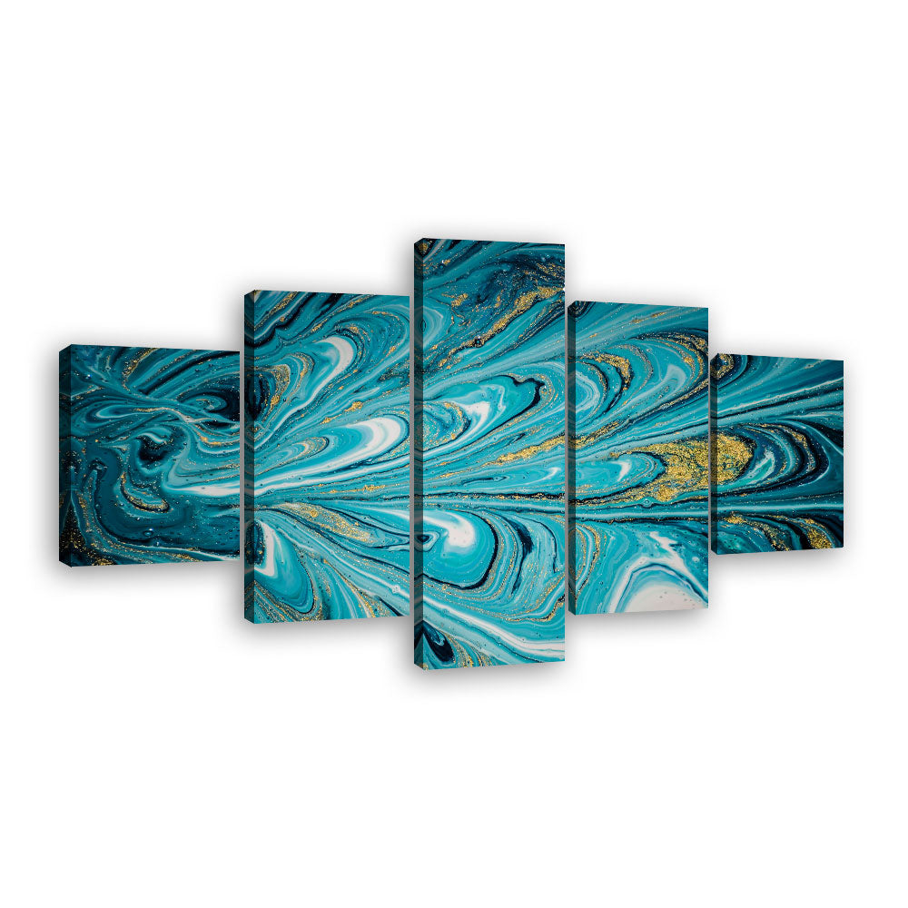 Abstract Teal and Turquoise canvas wall art.