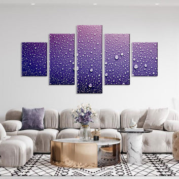 Water Drops on Purple Surface Canvas Wall Art