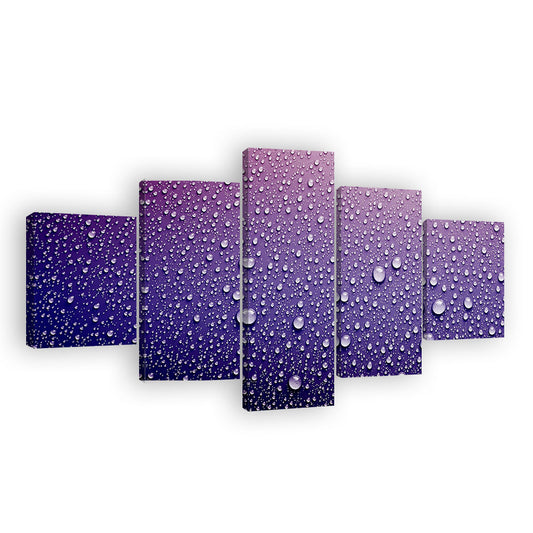 Water Drops on Purple Surface Canvas Wall Art