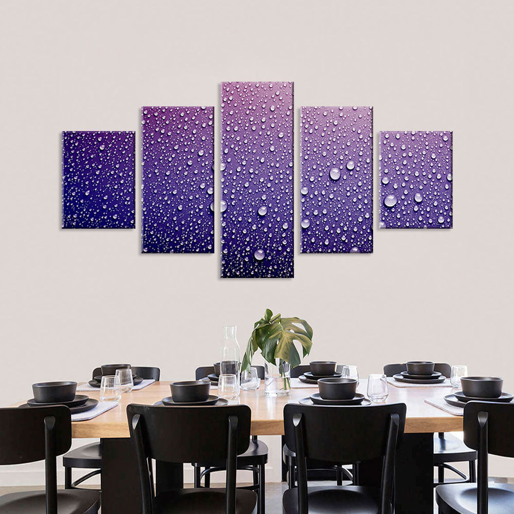 Water Drops on Purple Surface Canvas Wall Art