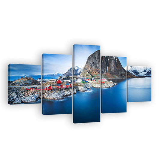 Hamnoy in Blue Norway Lofoten Canvas Wall Art