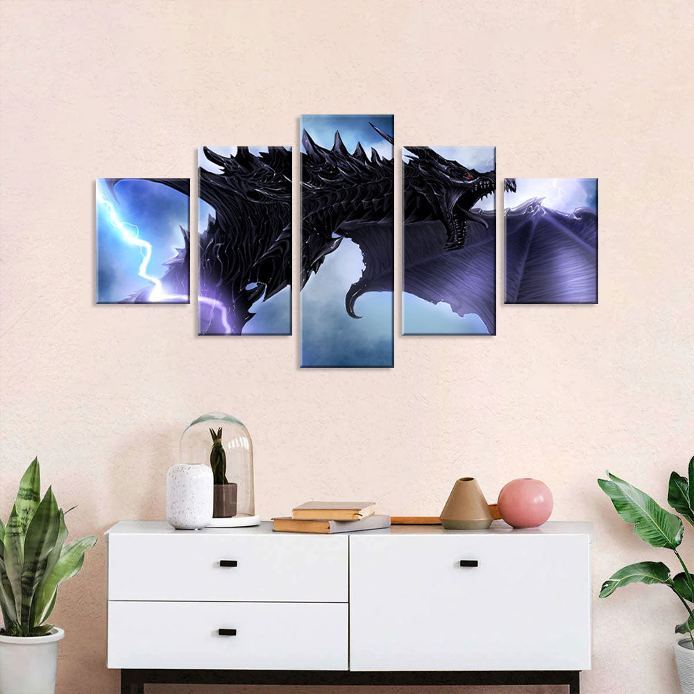 Lightning Dragon Skyrim Canvas Wall Art