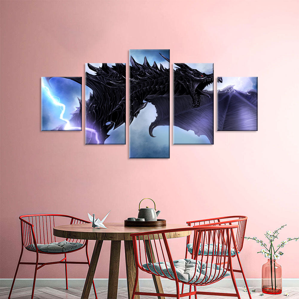 Lightning Dragon Skyrim Canvas Wall Art