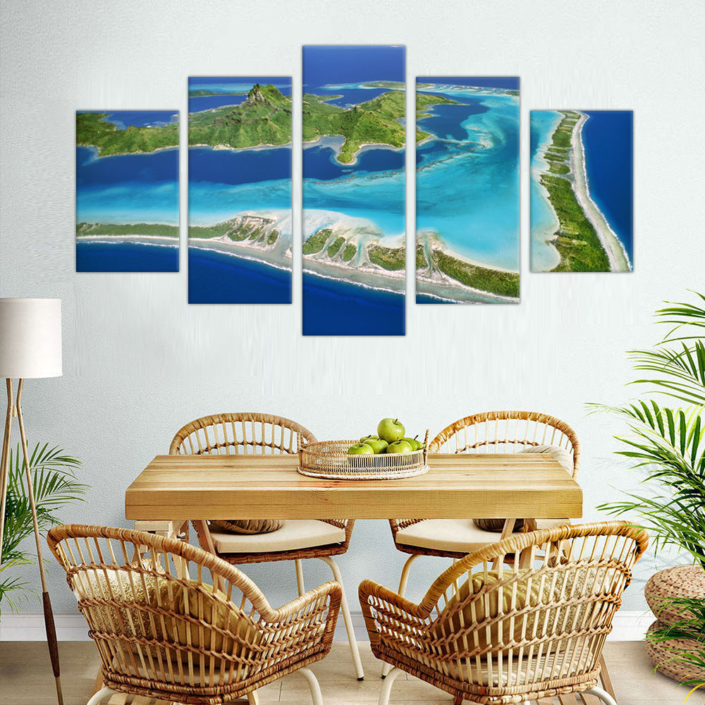 5-Piece Aerial Island View Canvas Wall Art