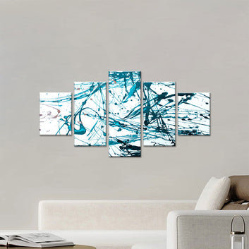 Abstract Teal Lines Canvas Wall Art