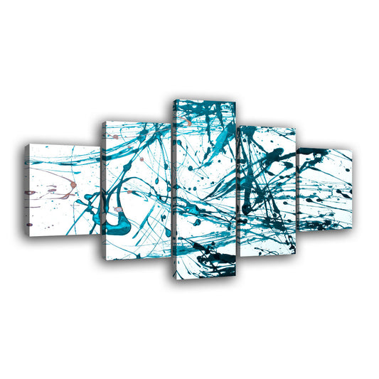 Abstract Teal Lines Canvas Wall Art