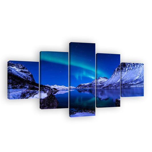 Aurora Borealis with Snow Mountain Canvas Wall Art