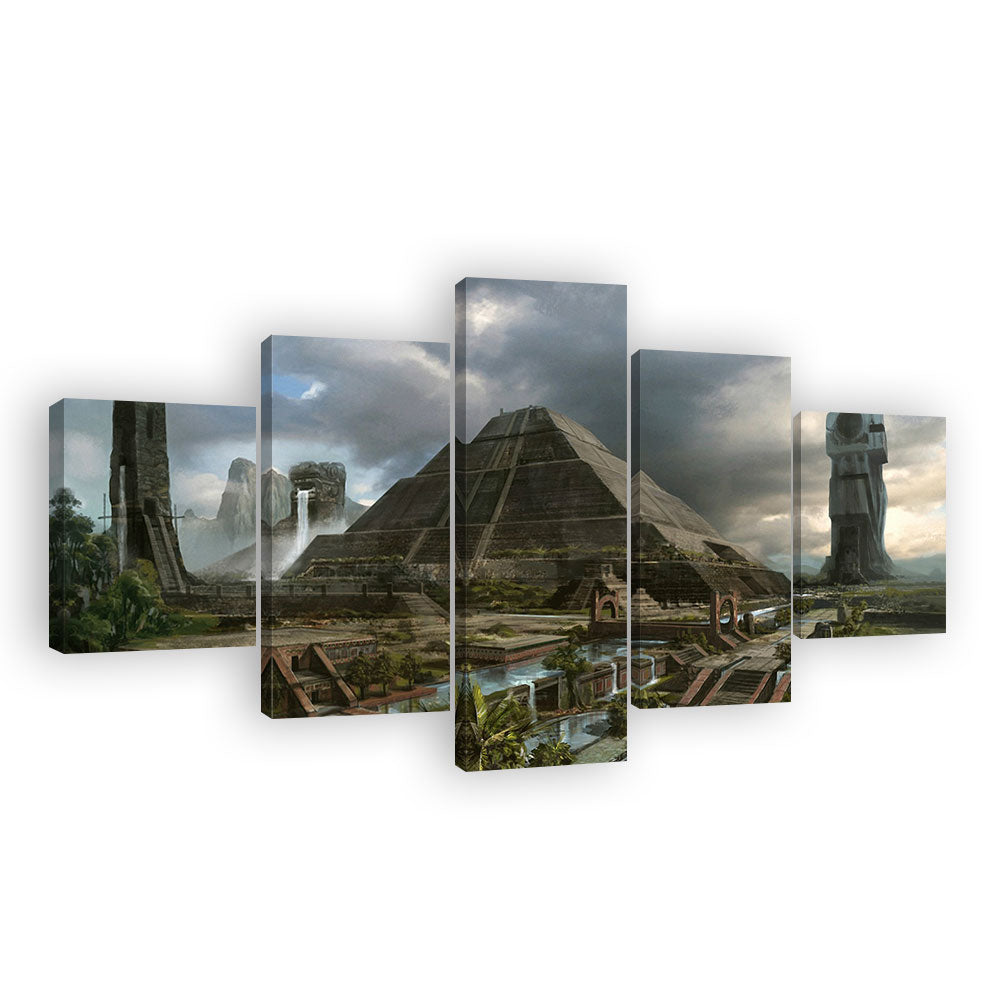 Fantasy Mayan Pyramid Canvas Wall Art