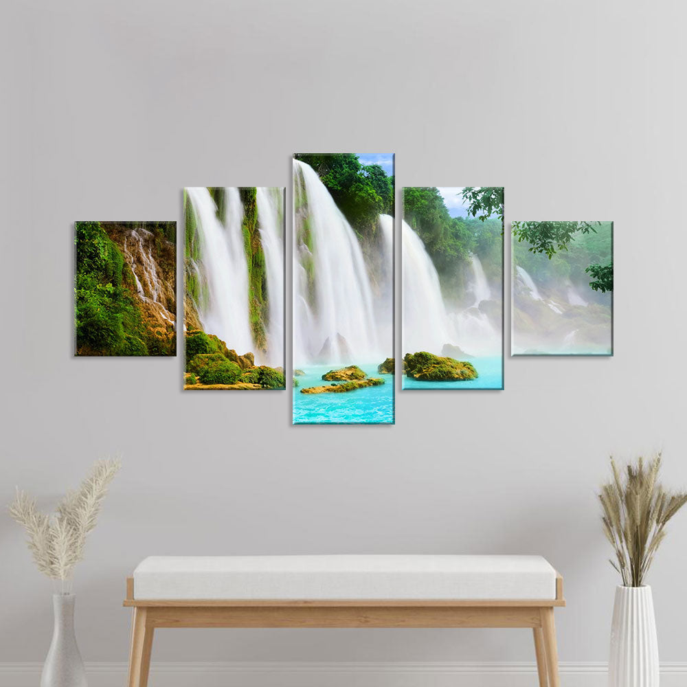 Beautiful Forest Waterfall Canvas Wall Art