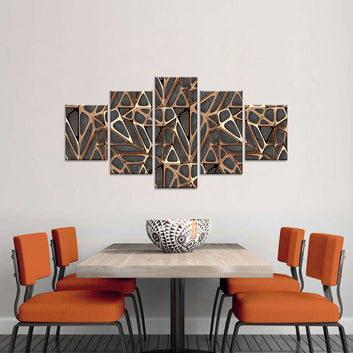 Abstract Gold Metal Pattern Canvas Wall Art