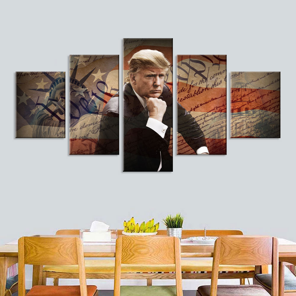 Patriotic Donald Trump 5-Piece Canvas Wall Art 