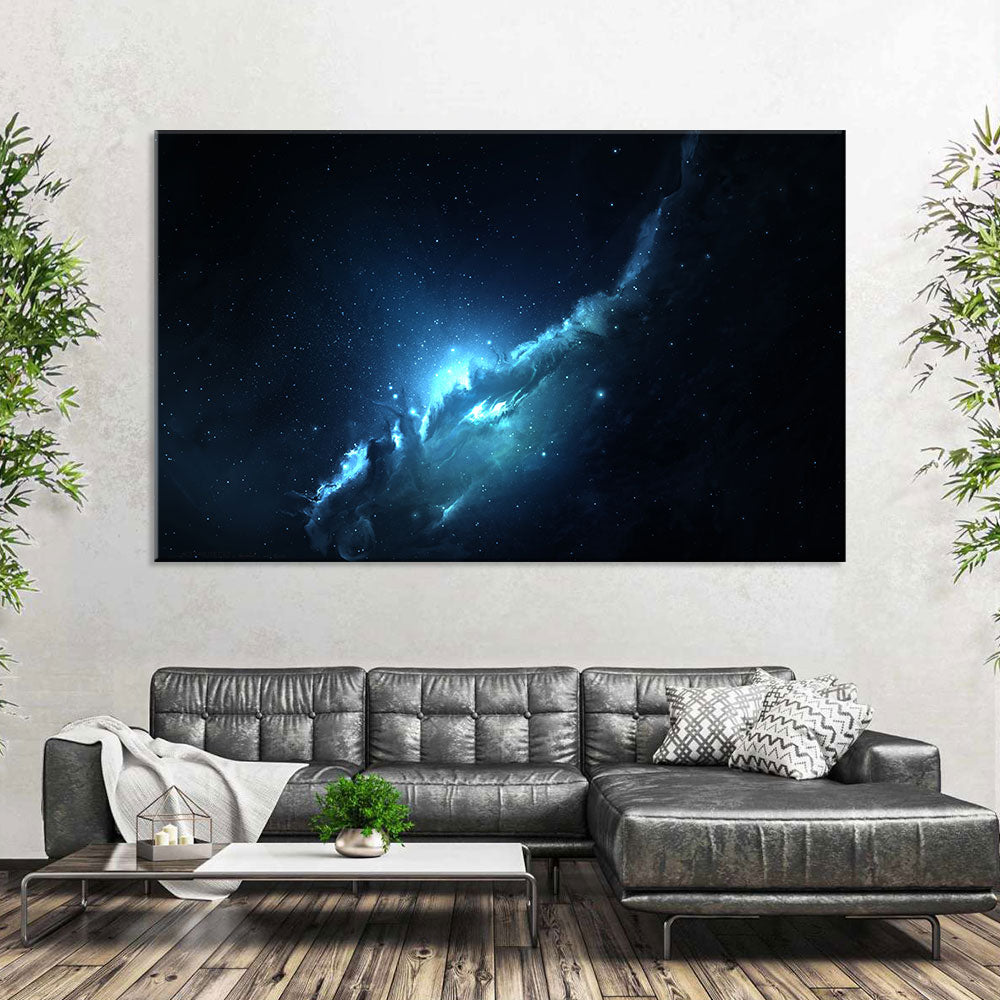 Atlantis Blue Nebula Canvas Wall Art