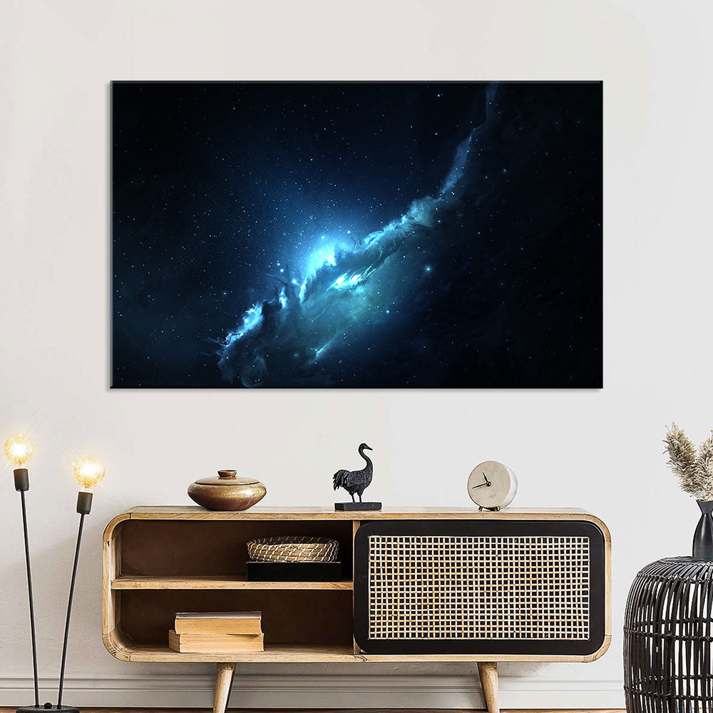 Atlantis Blue Nebula Canvas Wall Art