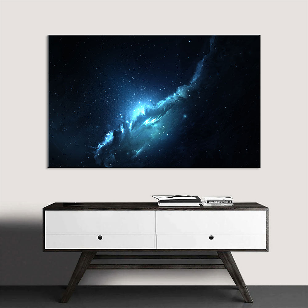 Atlantis Blue Nebula Canvas Wall Art