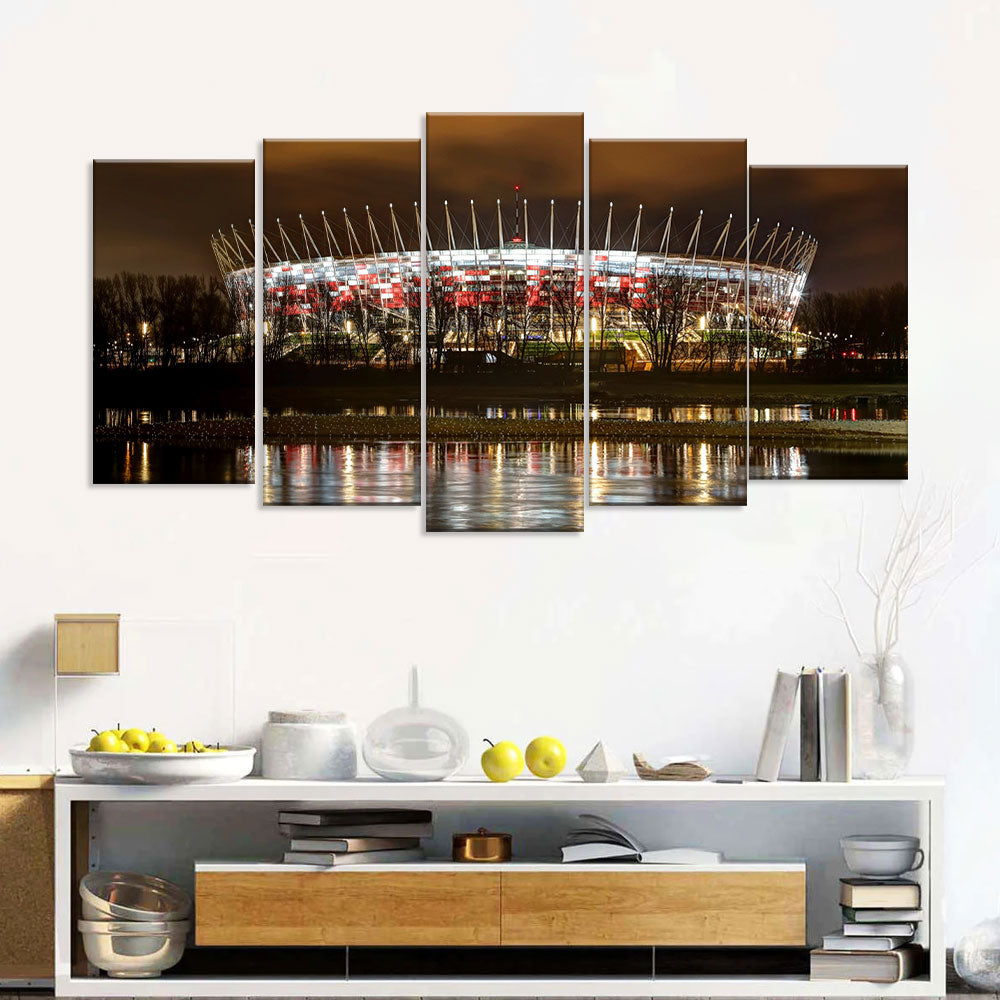 Warsaw - Narodowy Stadium Night View Canvas Wall Art