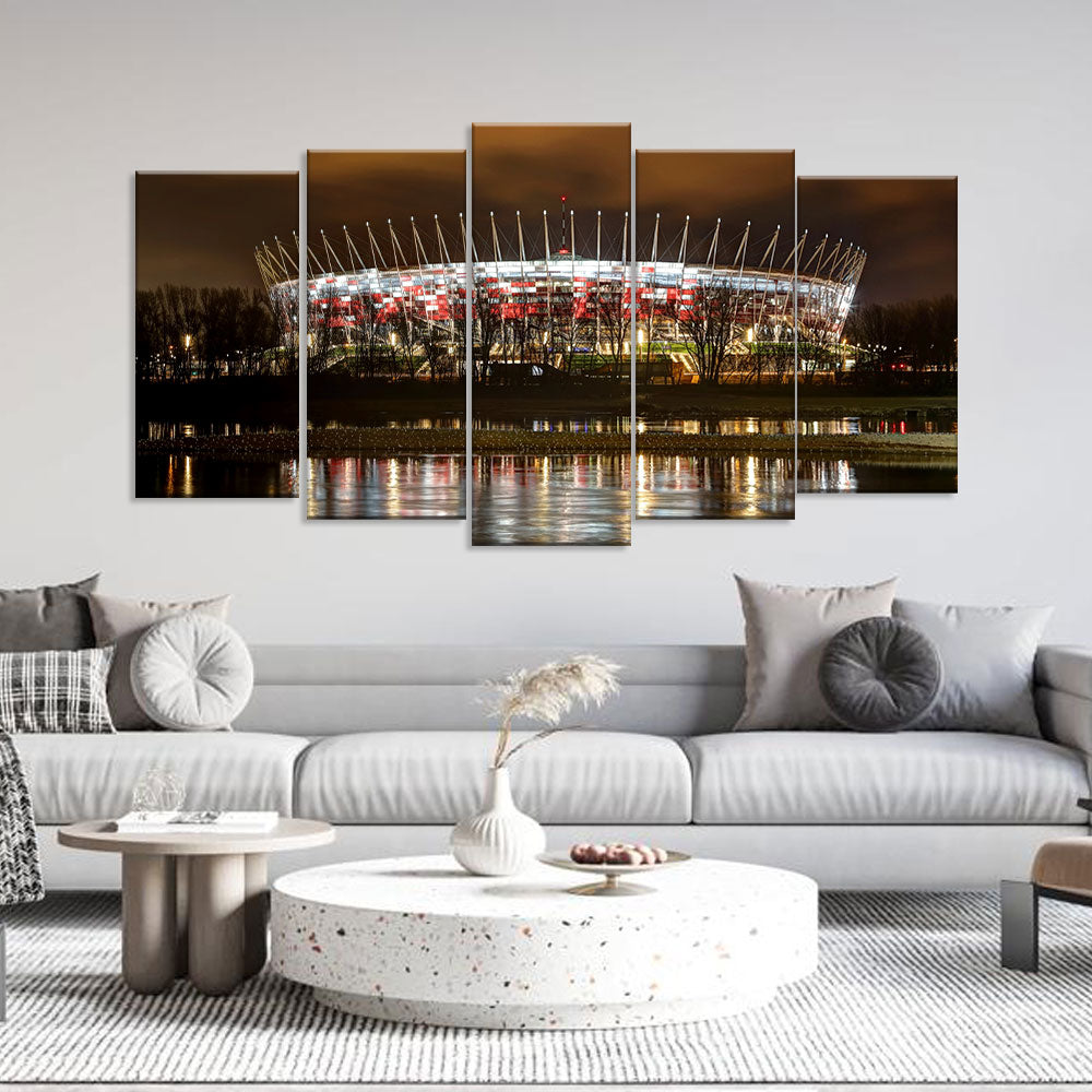 Warsaw - Narodowy Stadium Night View Canvas Wall Art