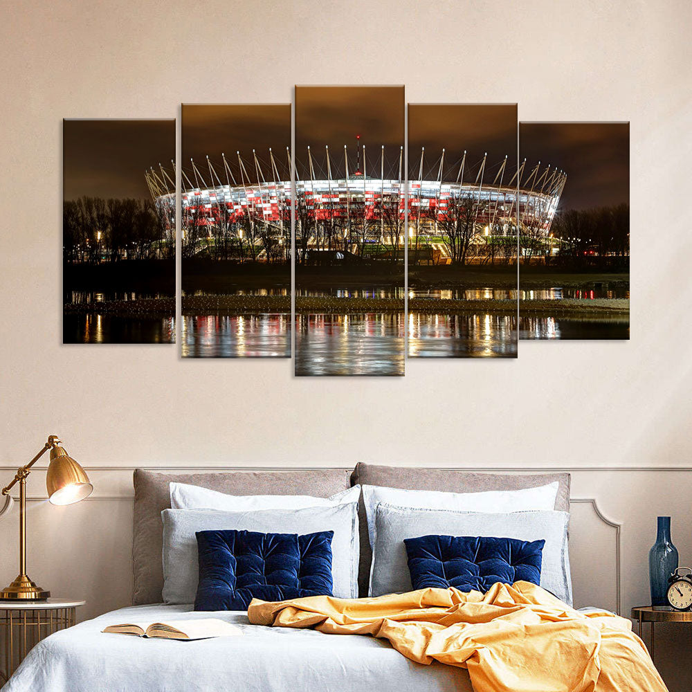 Warsaw - Narodowy Stadium Night View Canvas Wall Art