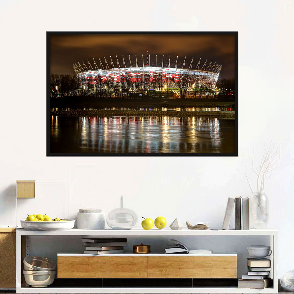 Warsaw - Narodowy Stadium Night View Canvas Wall Art