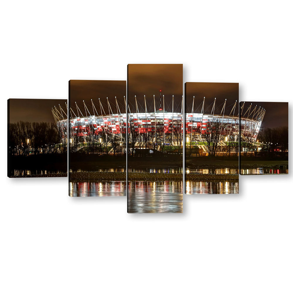 Warsaw - Narodowy Stadium Night View Canvas Wall Art