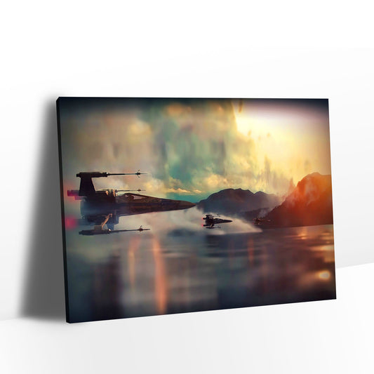 Star Wars X-Wing Fighters Over Water Canvas Wall Art
