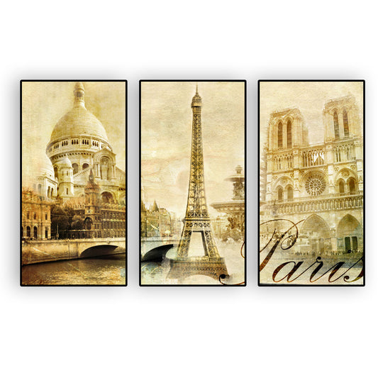 Vintage Paris Memories Canvas Wall Art